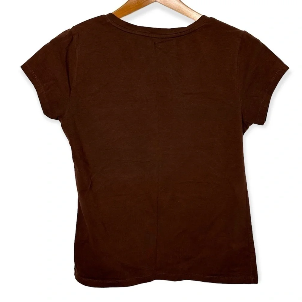 Madison The Organic Tee Brown Short Sleeve V-Neck T-Shirt Size M - Picture 3 of 6